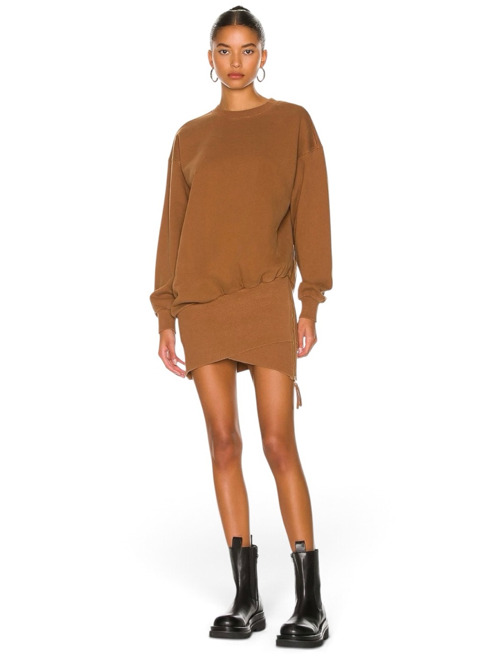 Retrofete Nova Mini Dress Ginger Large Sweatshirt Zip Slouchy Grunge Casual NWT